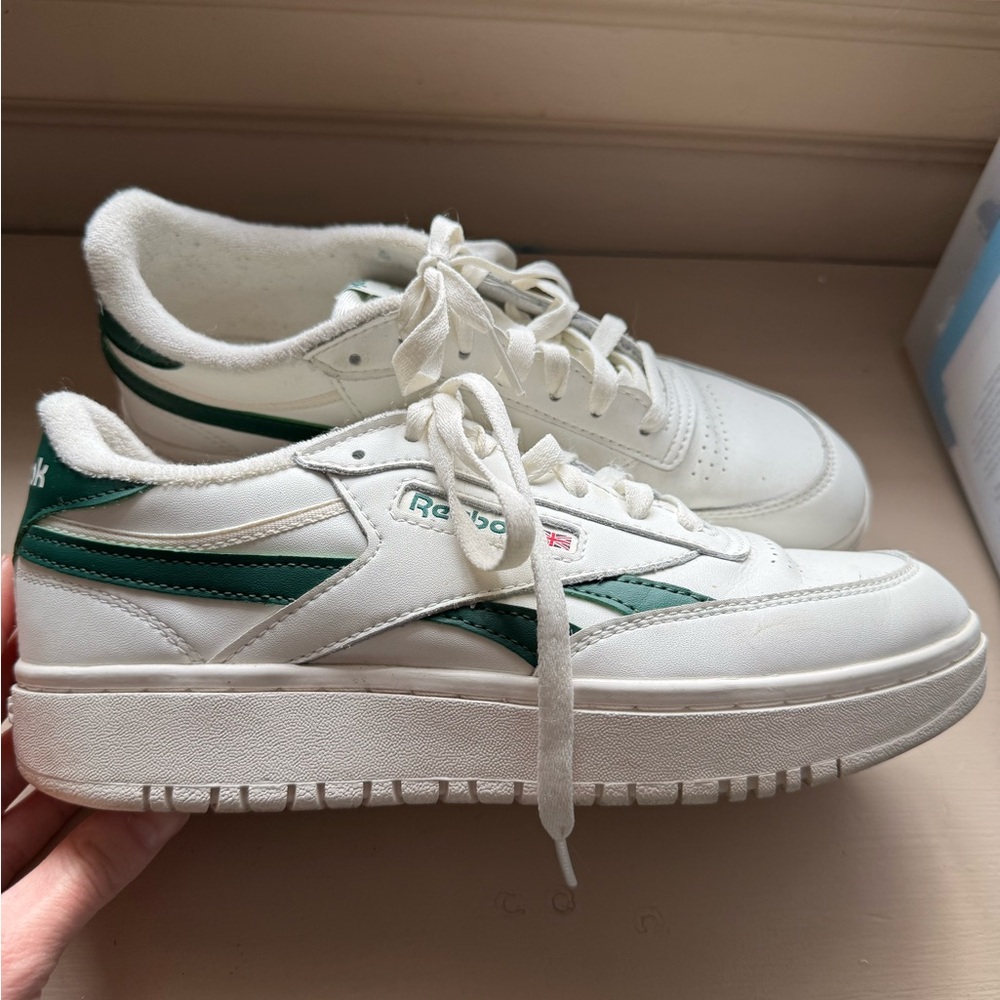 Reebok Classic White and Green Shoes